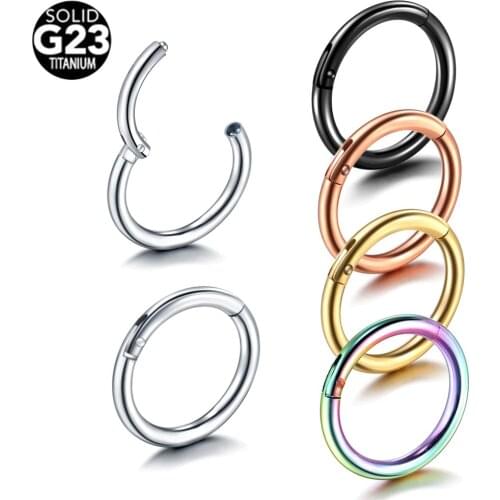1PC Titanium Seamless Hinged Segment Ear Helix Tragus Ring Hoop Nose Ring Septum Clicker Lip Eyebrow Nipple Piercing Jewelry 18G