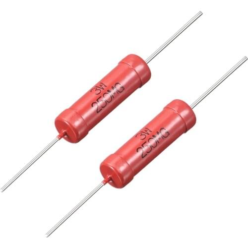 Uxcell 2 Pcs 3W 5W 200Kohm -500Mohm Red Power Rating High Voltage Glass Glaze Leaded Film Resistor 3W 250Mohm
