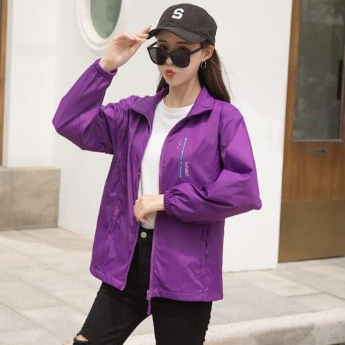 Windbreakers For Women Spring Autumn Large Size Leisure Outdoor Sports Korean Fashion Printed All-Match Top Thin Workwear Jacket
