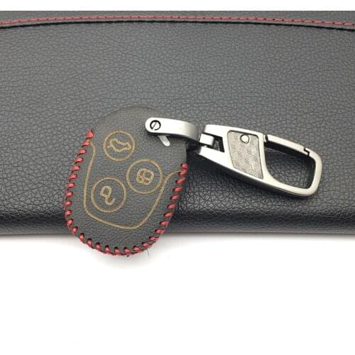 High Quality Leather Car Fob Key Case Cover For Ford Focus Mondeo Festiva Fusion Suit Fiesta KA 3 Button Remote Holder Protector