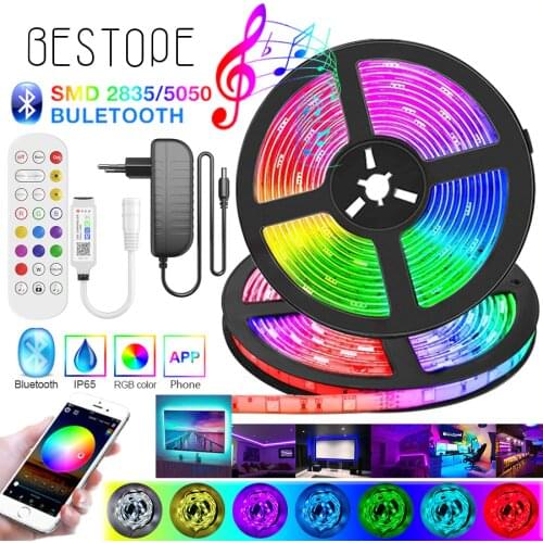 High-end Bluetooth RGB LED Strip Light SMD 5050 Flexible Ribbon 2835 LED Light 20M-5M Tape Diode DC12V Bluetooth Music Control