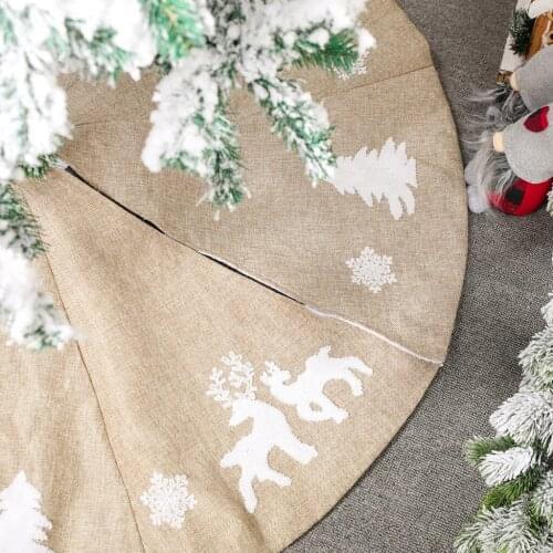 48" Snowflake Burlap Tree Skirt Faldon Navidad For Children Christmas Ivory Kids Like For Home Event Party Supplies New Year