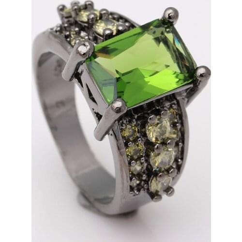 Green finger ring for women ebay supplier black gun 2016 design hot sale CZ zircon engagement ring jewelry