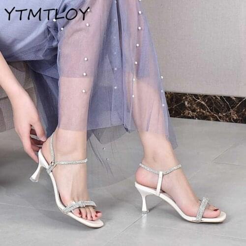 Ladies Stiletto Sandals Ankle Straps Glitter Gold And Silver Sexy Party Shoes Ladies Bridal Shiny Sandals