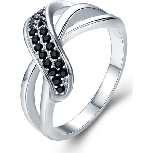 SODROV Real 100% 925 Sterling Silver Ring Finger Black Spinel Leaf Wedding Rings for Women Sterling Silver Jewelry G036