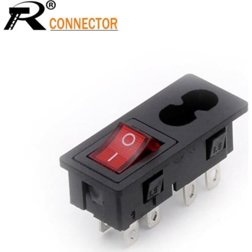 2pcs Power Rocker Switch & Socket Connector, Switch with 3 Pin or 4 Pin, Panel Mount Power Adapters
