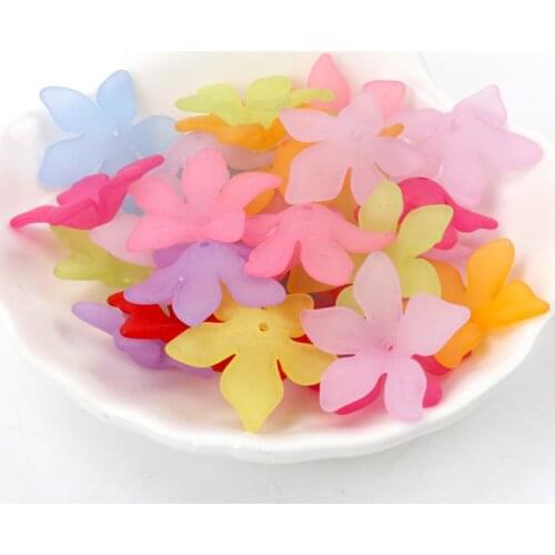 20pcs Mixed Flower Caps Frosted Acrylic Spacer Beads For Jewelry Making Diy 28mm YKL0408