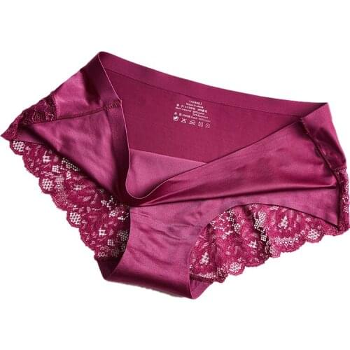 Sexy Lace Panties Seamless Women Underwear Nylon Silk Briefs Amazing Panty Intimates Cotton Crotch Lingerie 3Pcs/Set