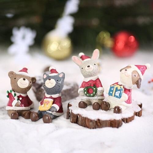 4PCS Resin Cute Christmas Dolls Christmas Decoration New Year Decor for Home Xmas Gift For Kids Christmas Party Supplies