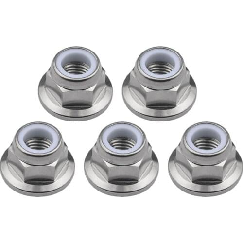 5Pcs Titanium Nuts M6 M8 M10 M12 High Type Flange Nylon Lock Nuts for Motorcycle Bike Car Ti Fasteners