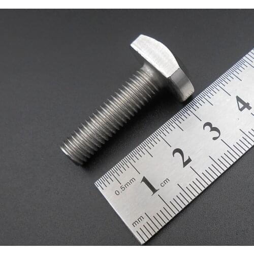 50PCS T-Bolt 304 Stainless Steel T Bolts T-Slot T Head Bolt Hammer Clamp Screw A2-70 M8 8MM X 30MM A2 GB37 1.25MM Pitch *AT915