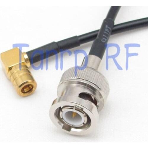 50CM Pigtail coaxial jumper RG174 extension cord cable 20in BNC male plug to SMB female right angle RF connector adapter
