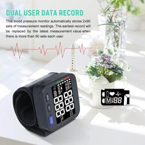 Automatic Wrist Blood Pressure Monitor Digital Blood Pressure Meter Pulse Machine BP Meter for Household Use
