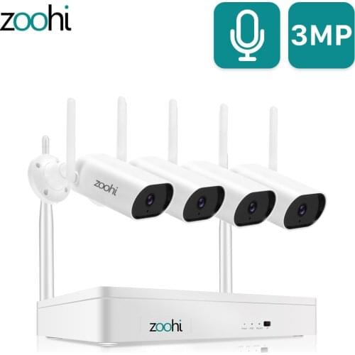 Zoohi 8CH Wireless CCTV System 3MP NVR HD wifi Outdoor AI IP Camera Security System Video Surveillance Kit Audio Record P2P