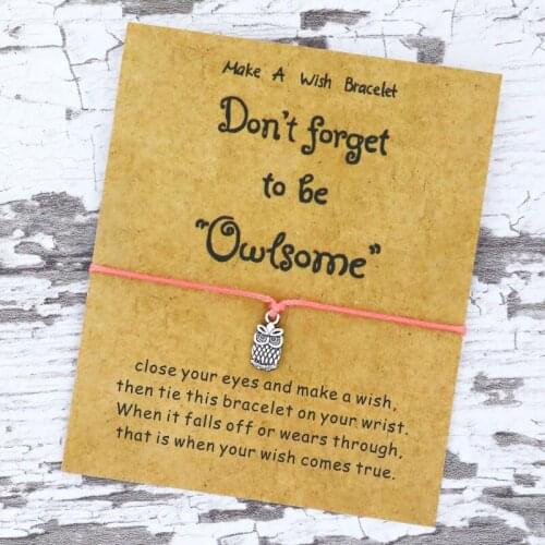 Owl Wish Bracelet Owl Charm Friend Wish Bracelet Handmade Braid Rope Bracelet Owl Jewellery Women Men Friendship Owl Lover Gifts