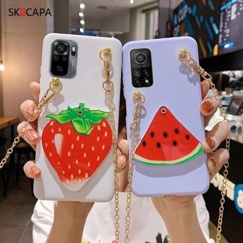 Case For Redmi Note 10 Pro 10S Note 9 Pro Max K40 Pro Plus K30 Ultra 9A 9C K30i Lanyard Strap Soft Silicone Makeup Mirror Cover