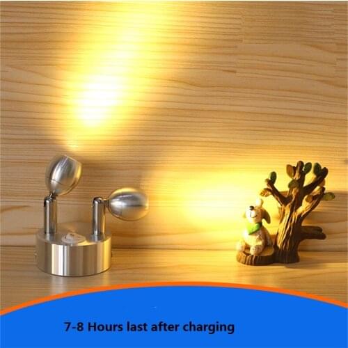 2W /6W recharging double head round li battery,wireless accent 2 head rotatable showcase cabinet chargable led battery spotlight