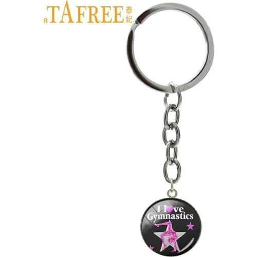 TAFREE Exquisite popular sports style key chain graceful postures Gymnastics art pendant keychain ring jewelry women gift NS558