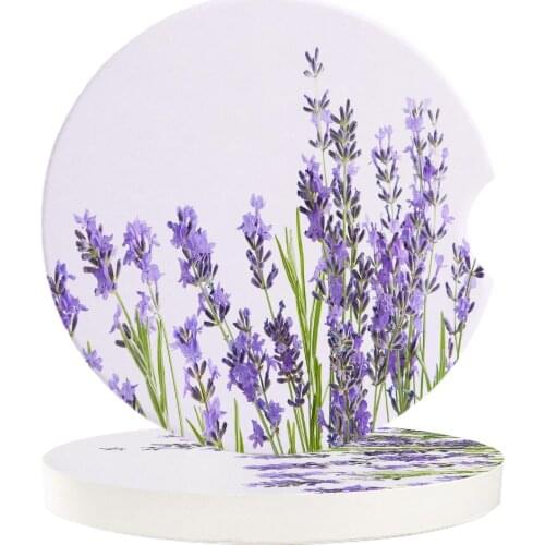 Car Ceramics Coasters Purple Lavender Cup Mat Mug Coaster Teacup Pad Car Accessories Home Decor