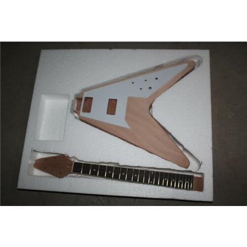 1set Electric guitar Kit 22 Guitar neck Guitar Body Mahogany Rosewood V shape