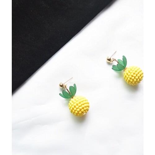 Korean version lovely pineapple Earrings personality fashion fruit temperament fairy earrings stud girl
