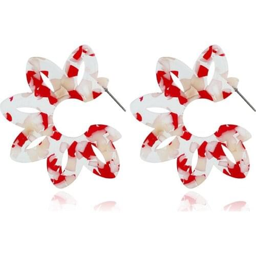 Colorful Acetic Acid Pearl Flower Acrylic Statement earrings