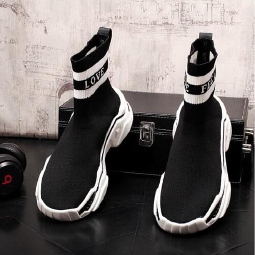 Designer Socks shoes fashion men sneakers speed trainer black white glitter mens trainers casual shoe Runner heavy sole DA11