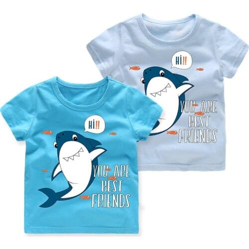Fashion new Cartoon Boys girls T-shirt 2018 Summer Baby Clothes Shark Short-Sleeved Cotton Tops cute Tee Shirts