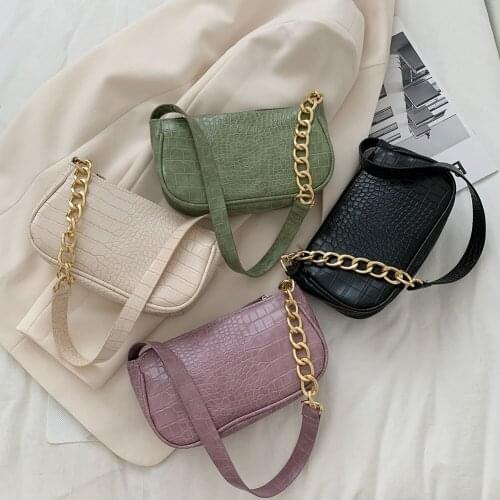 Fashion Alligator Pattern Handbag Women Retro Shoulder Bags Totes Female Elegant PU Leather Underarm Purse Clutch