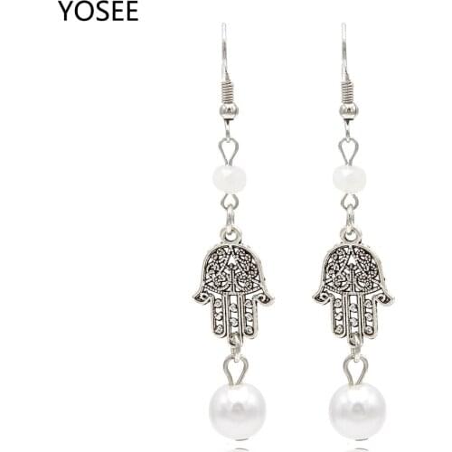 Fashion Pearl Metal Earrings For Women Hand Shaped Long Earrings Brincos Bijoux boucle d'oreille Jewelry