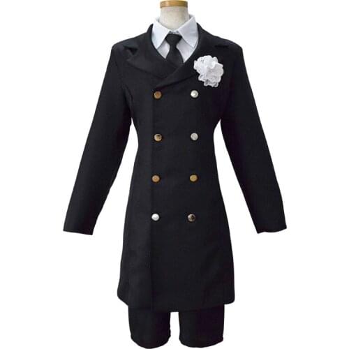 Anime Black Butler Ciel Phantomhive Funeral Dress Man Cosplay Costume Halloween Party Clothes Coat + Tie + Shorts + Corsage