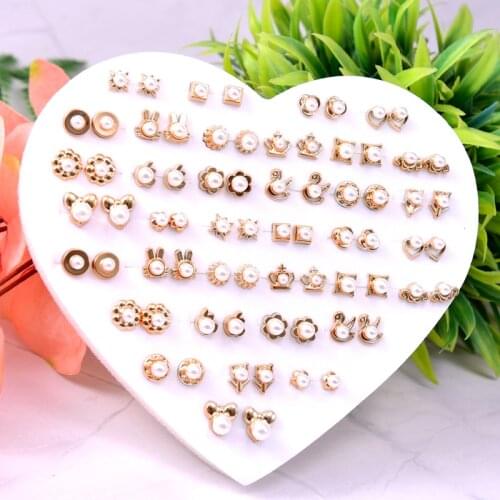 36 Pairs/lot Girls Plastic Stud Earrings Mixed Style Simulated Pearl Flower Earrings Set For Women Jewelry Gifts Dropshipping
