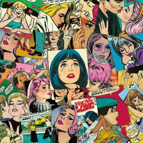 54PCS European and American Fashion Girl Stickers Pack Waterproof Stikers For Skateboard Laptop Luggage Cartoon Decal Stickers