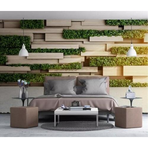 CJSIR Custom Wallpaper Mural 3D Stereo Nordic Wood Green Plant Mural TV Background Wall Papers Home Decor Papel De Parede