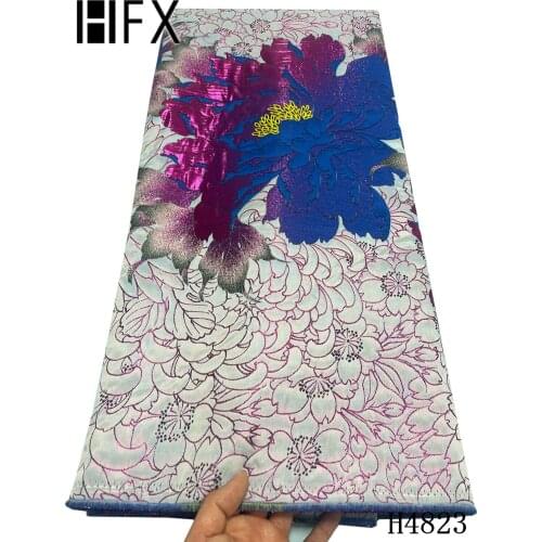 HFX 2021 New Fashion African Lace Fabric Purple High Quality French Jacquard Brocade Lace Fabric 5 Yards For Party X4823