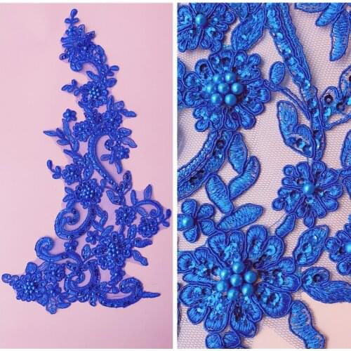 2Pcs New Flower Beaded Sequins Sew On Patches DIY Patch For Wedding Dress Shiny Floral Applique Patch Costume Decor
