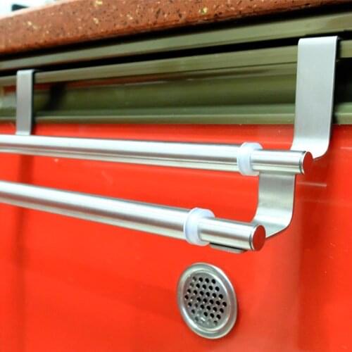 Single/double rod combination Towel Rack Over Door Towel Bar Hanging Holder Stainless Steel Bathroom Kitchen Shelf Hanger