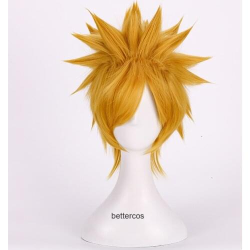 Naruto Uzumaki Cosplay Wigs 30cm Short Golden Yellow Heat Resistant Synthetic Hair Wig + Wig Cap