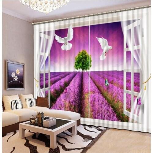 Customized size Luxury Blackout 3D Window Curtains For Living Room purple curtains window curtains