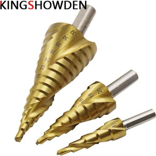 3PCS 4-12 4-20 4-32mm HSS Steel Titanium Pagoda Drill Hexagon Screw Drill Power Tools Spiral Grooved Metal Steel Step Drill