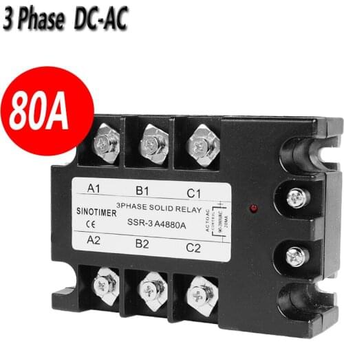 SINOTIMER Brand 3 Phase Solid State Relay SSR D4880A 80A DC-AC Output Module Switch Relay relais for Controller
