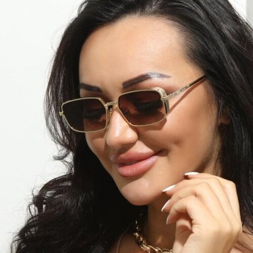 LongKeeper Vintage Small Rectangle Sunglasses Women Men Luxury Metal Sun Glasses Female UV400 Black Gold Oculos Feminino