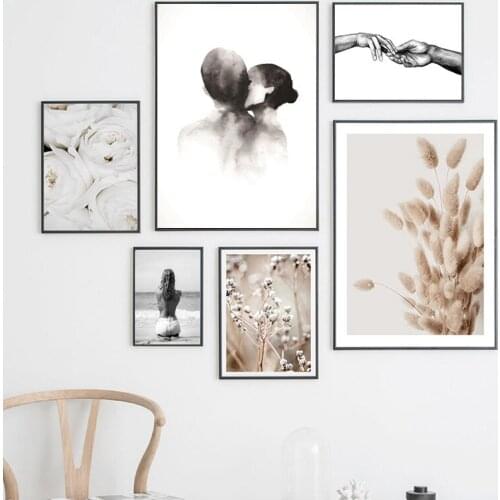 Modern Minimalist Poster Home Decor Nordic Canvas Painting Flower Grass Quote Figure Picture Wall Art Print for Bedroom Design
