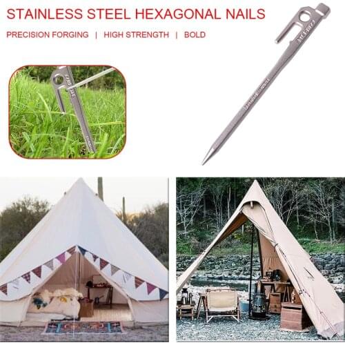 SUNDICK Stainless Steel Tent Pegs Outdoor Hiking Beach Awning Canopy Fixed Floor Ground Nail Stakes Camping Accessories