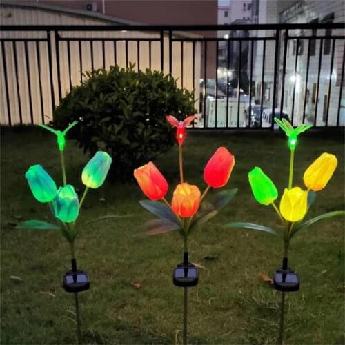 Solar Light LED Simulation Rose Flower Lawn Lights Outdoor Waterproof Garden Courtyard Park Path Decor Animal Flower Lighting