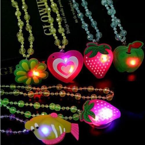 Glow Party Cartoon LED Flashing Pendant Necklace Luminous Glowing In The Dark Party Kids Necklace Rave Toy Festa Neon