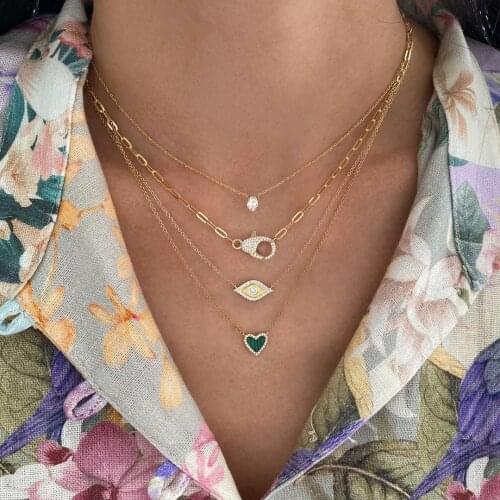 New 100% 925 Sterling Silver Unique Design Women Fashion Jewelry Open Link Chain Micro Pave CZ Lobster Clasp Charm Necklace 925