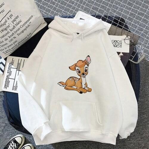 Disney Bambi Hoodies Thumper Women Fashion Autumn Kawaii Hooded Pullover Clothes Cartoons Print Women Warm Femme Sweatshirt Tops