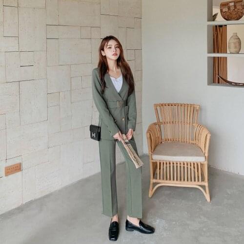 Womens suit autumn new style fashion collarless suit suit female temperament commuter suit pants suit two piece set women