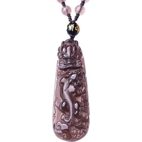 Women Necklace Pendant Ice Obsidian Brave Troops Hope Son Jackie Chan Dragon Pendant Gift for Female Fine Jade Jewelry